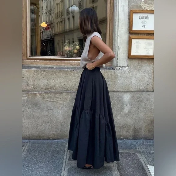 Commense Asymmetrical Pleated Maxi Skirt - Picture 6 of 13